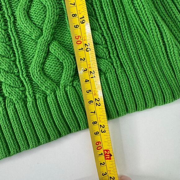 Y2K Ralph Lauren CHAPS Cableknit Green L Quarter Zip Preppy Classic Holiday - Picture 7 of 7